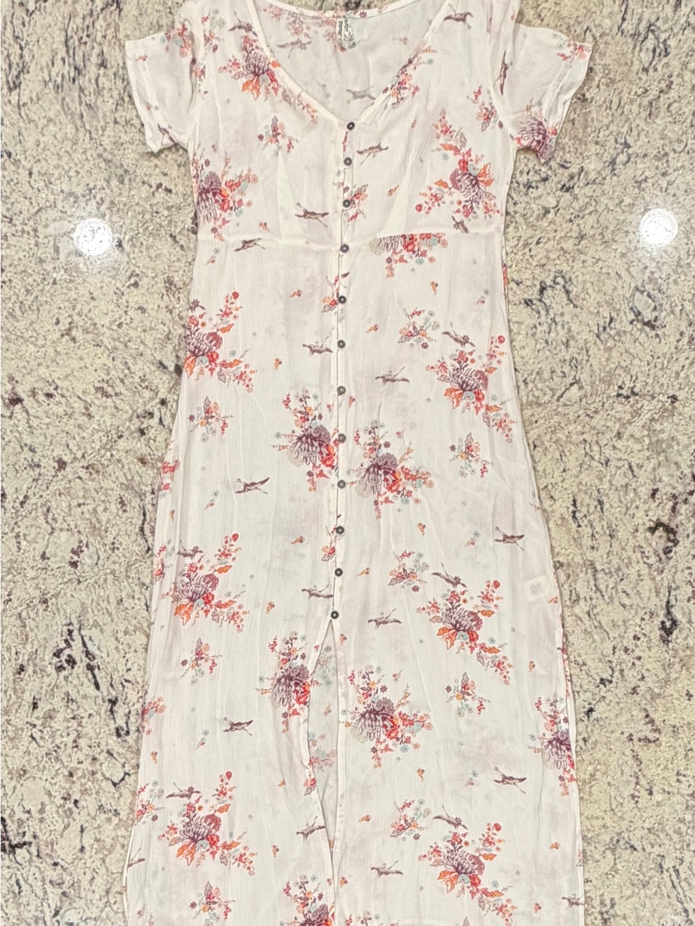 Mudd Floral Button Front Dress XS Ivory Boho Cottagecore